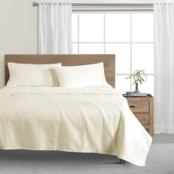 Sunham Oxywash Solid Sheet Set Ivory, California King - Picture 2 of 4